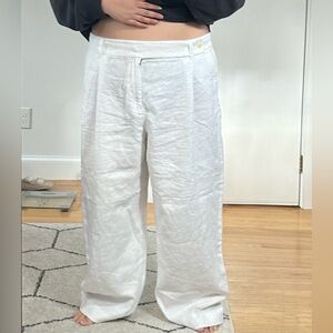 Madewell White Linen Wide-Leg Pants size 20W